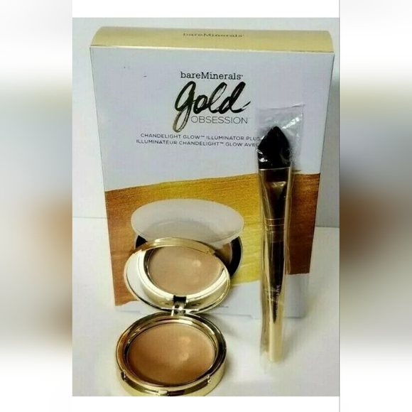 bareMinerals Chandelight Glow Illuminator GOLD OBSESSION + Limited Edition Brush - Picture 2 of 6